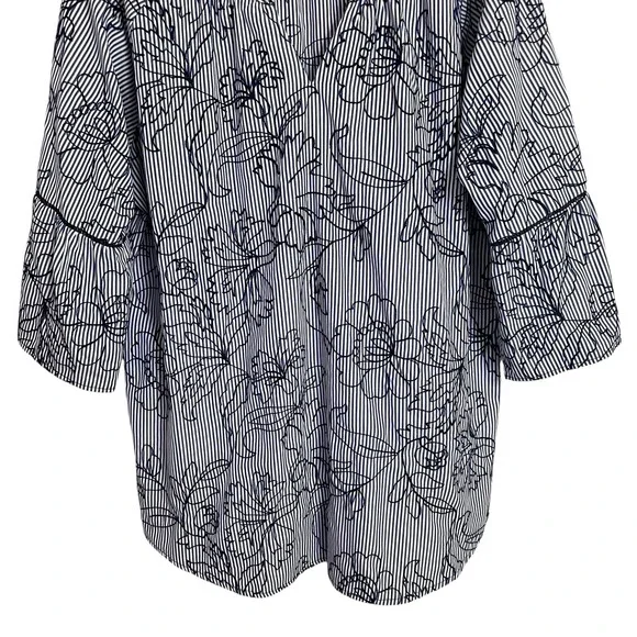 Tru Luxe Jeans XL Top Striped Floral Embroidered Pullover Boho-Chic Blouse - Picture 4 of 14